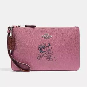 Coach Minnie Mouse Small Wristlet With Motif